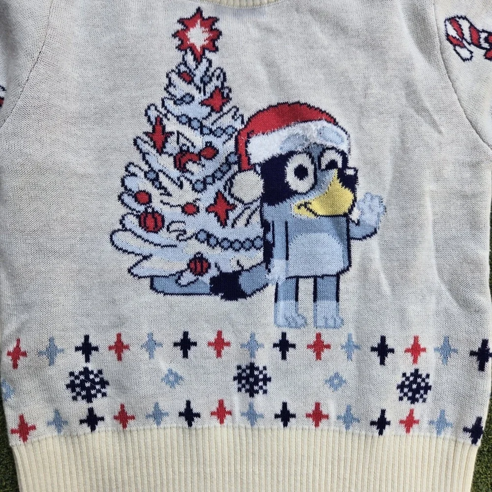 Bluey Sweater Baby 18M Christmas Tree Pullover Cream Color Christmas - Picture 8 of 8